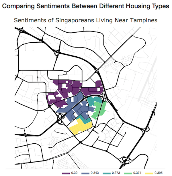 Map visualization of happiness in Singapore