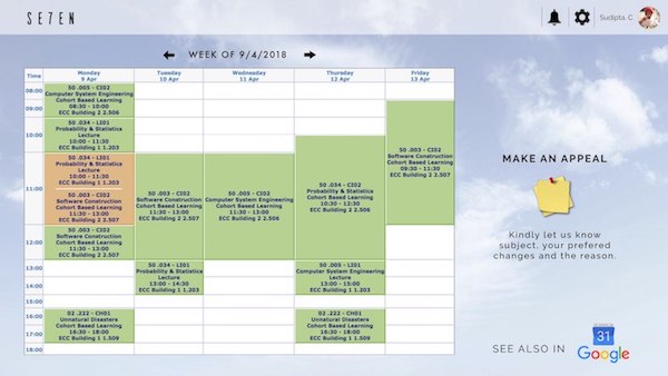 Timetable scheduler interface